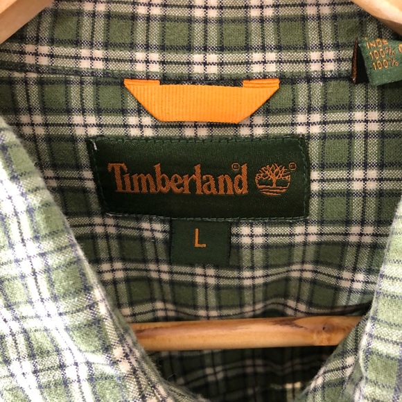 Timberland Green Plaid Button Down Shirt L - Picture 2 of 8
